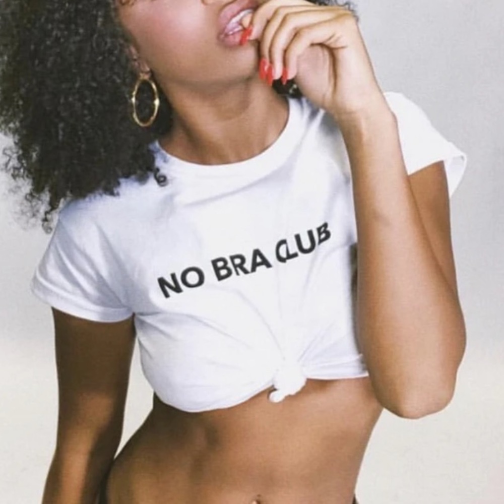 No Bra Club Cropped T Shirt